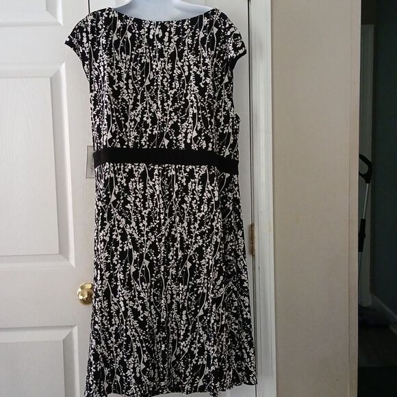 Laura Jeffries black white print  career  midi dress Sz 18W  NWT - Picture 6 of 7